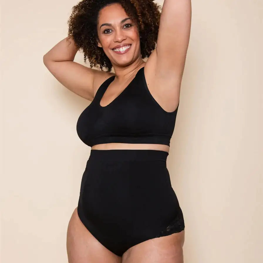 High Waist Silicone Non-Slip Lace Shapewear Pants