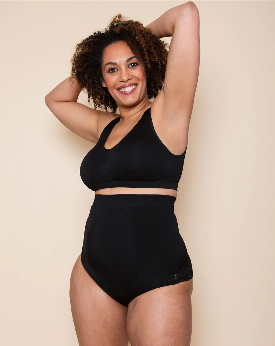 High Waist Silicone Non-Slip Lace Shapewear Pants