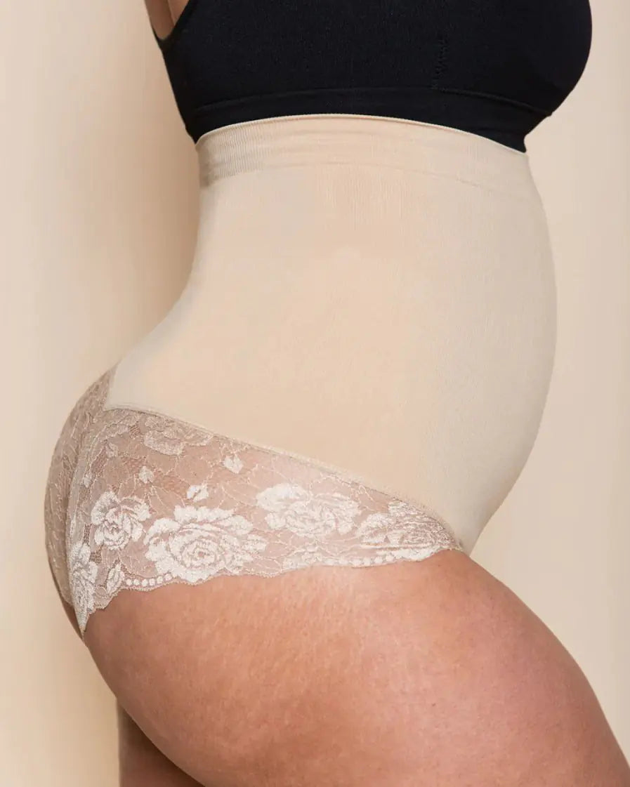 High Waist Silicone Non-Slip Lace Shapewear Pants