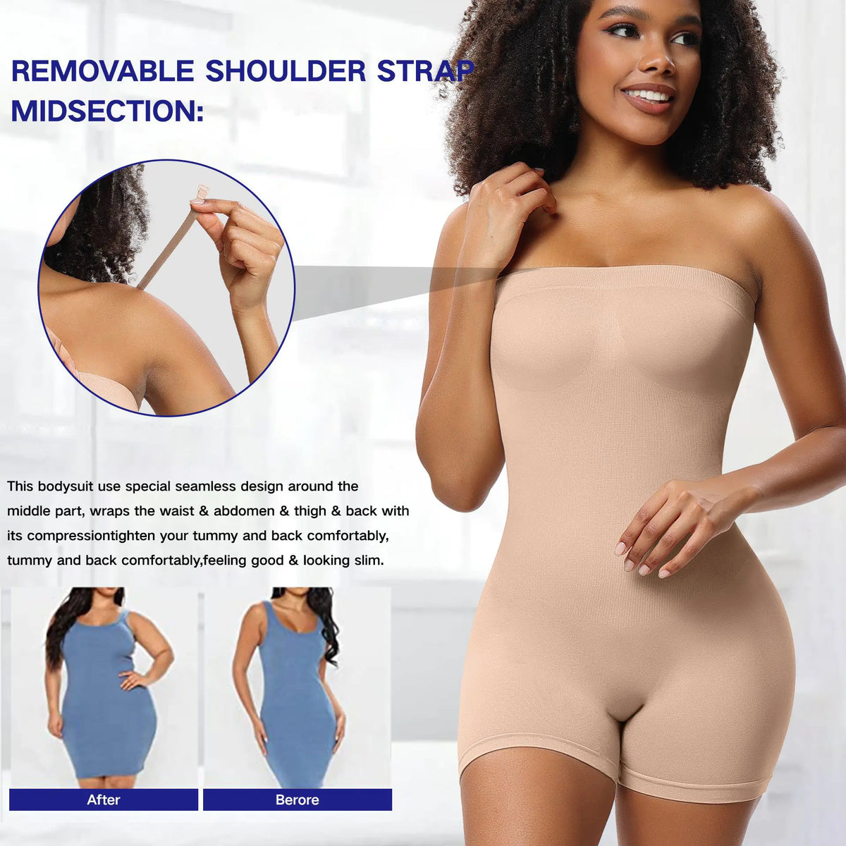 Custom Women's Shapewear Bodysuit with Detachable Straps